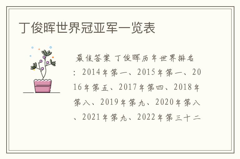 丁俊晖世界冠亚军一览表