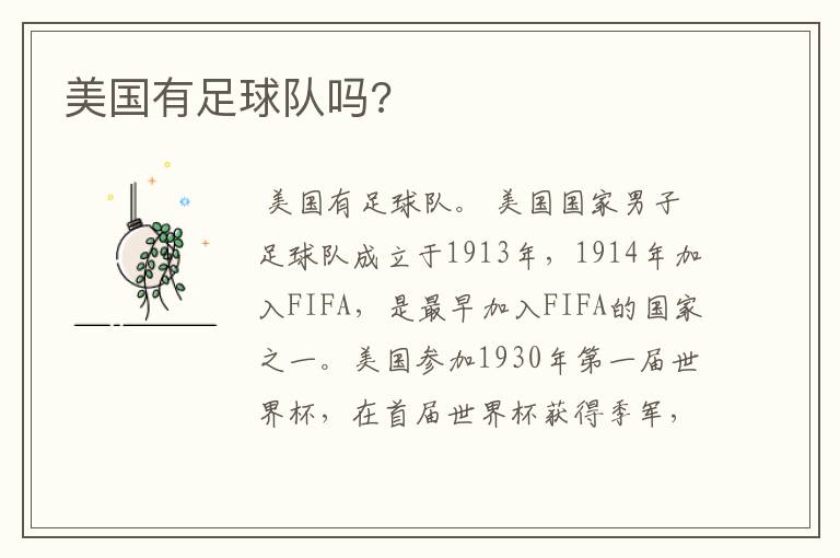 美国有足球队吗?