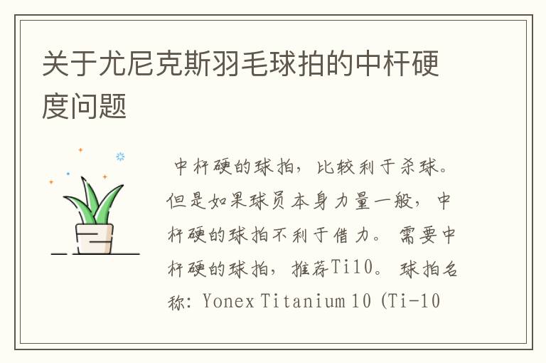 关于尤尼克斯羽毛球拍的中杆硬度问题