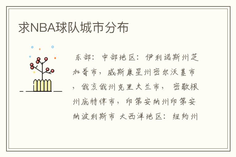 求NBA球队城市分布