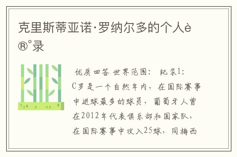 克里斯蒂亚诺·罗纳尔多的个人记录