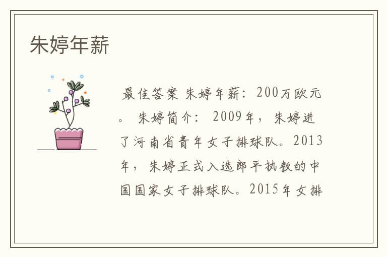 朱婷年薪