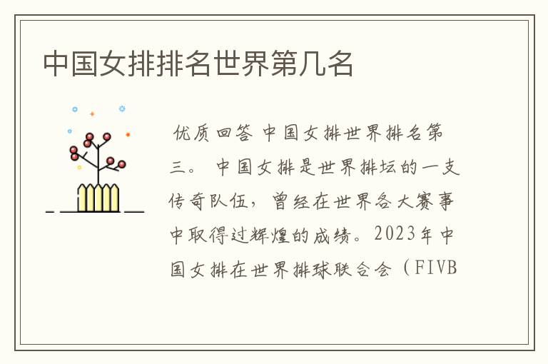 中国女排排名世界第几名