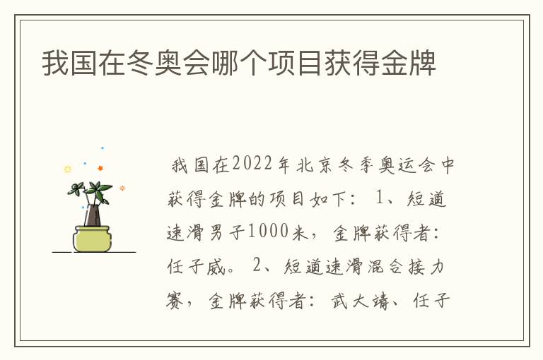 我国在冬奥会哪个项目获得金牌
