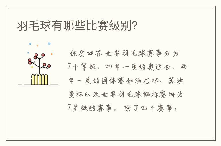 羽毛球有哪些比赛级别?