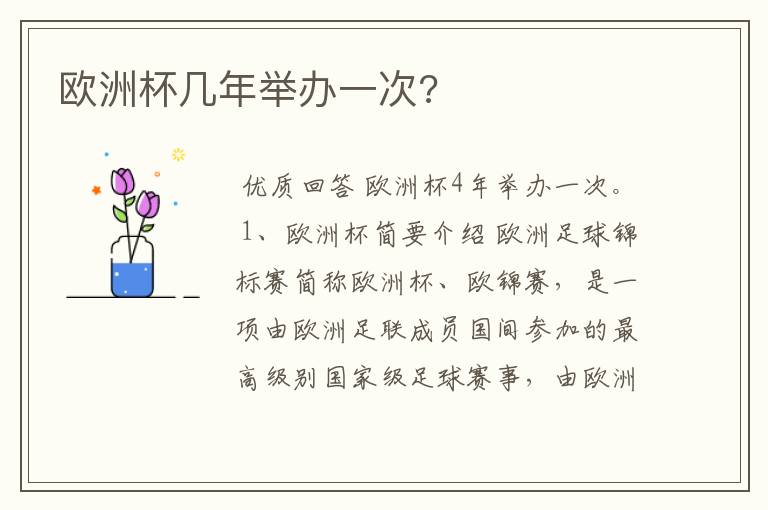 欧洲杯几年举办一次?