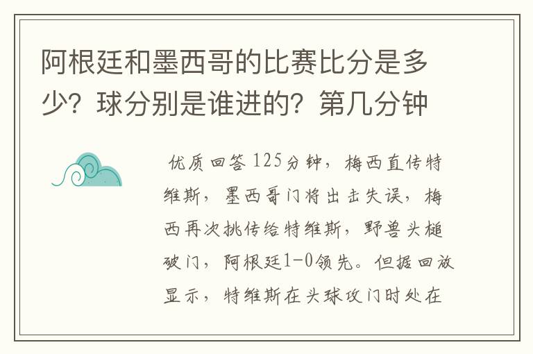 阿根廷和墨西哥的比赛比分是多少?球分别是谁进的?第几分钟进的?