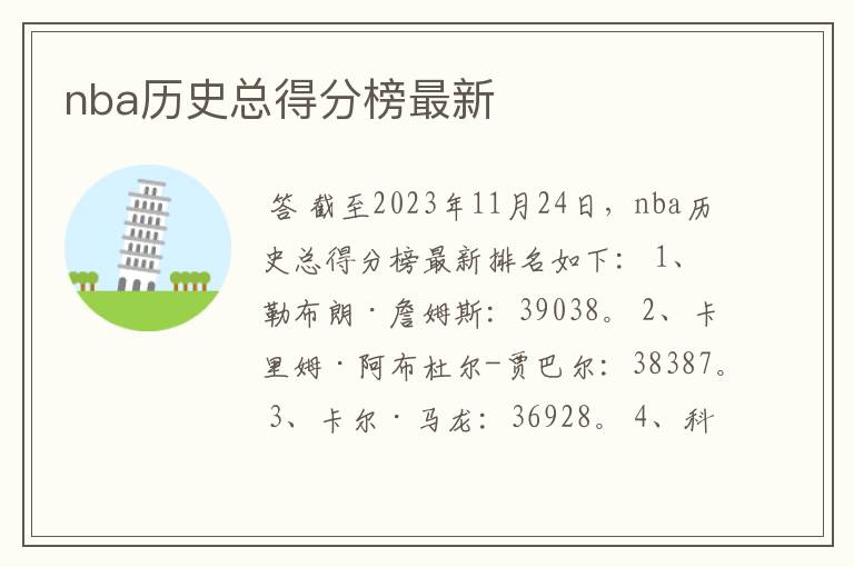 nba历史总得分榜最新