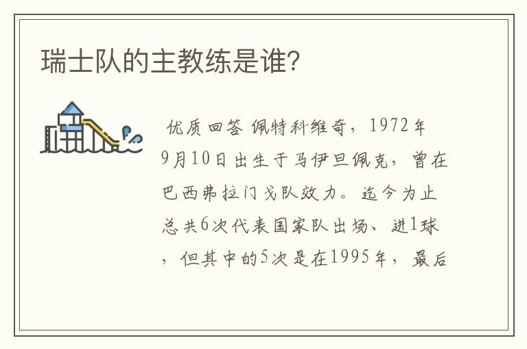 瑞士队的主教练是谁?