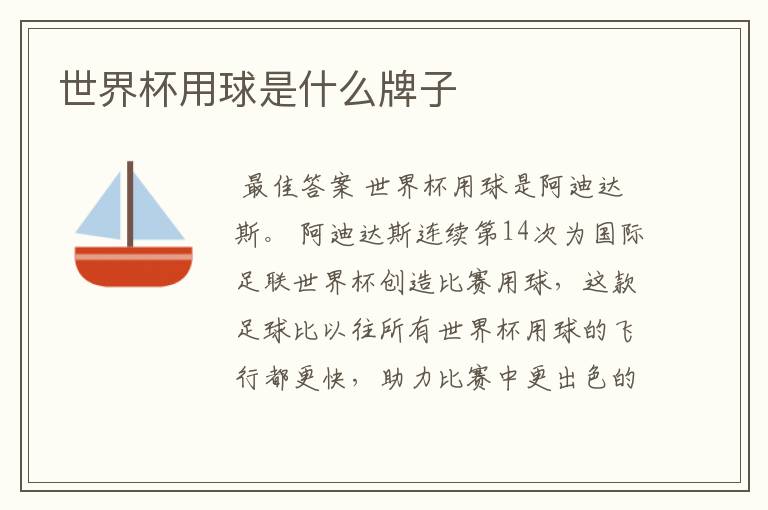世界杯用球是什么牌子
