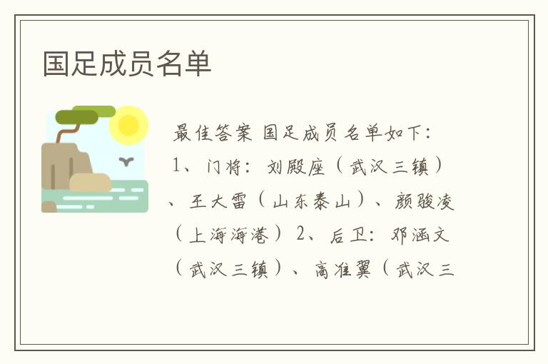 国足成员名单