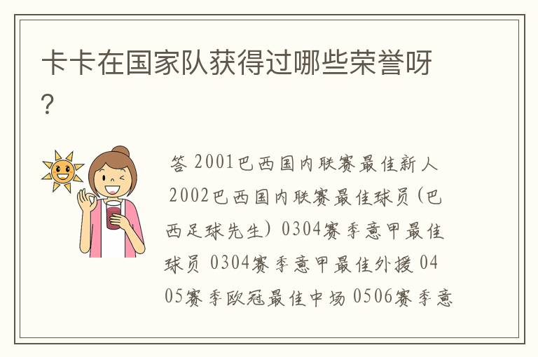 卡卡在国家队获得过哪些荣誉呀？
