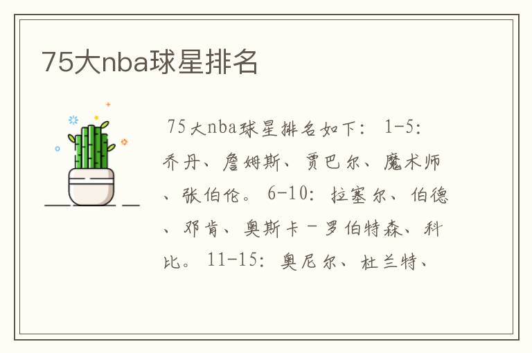 75大nba球星排名