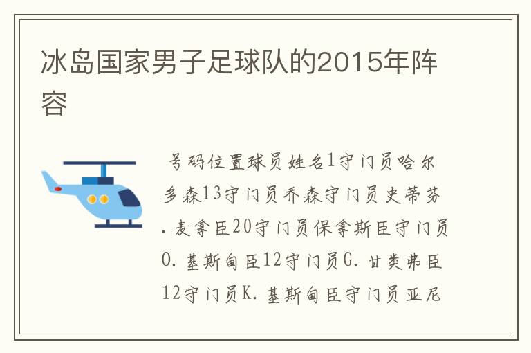冰岛国家男子足球队的2015年阵容