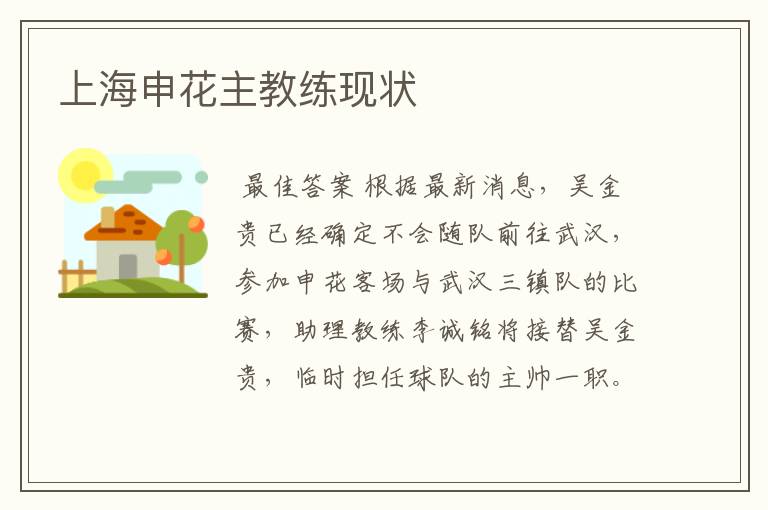 上海申花主教练现状