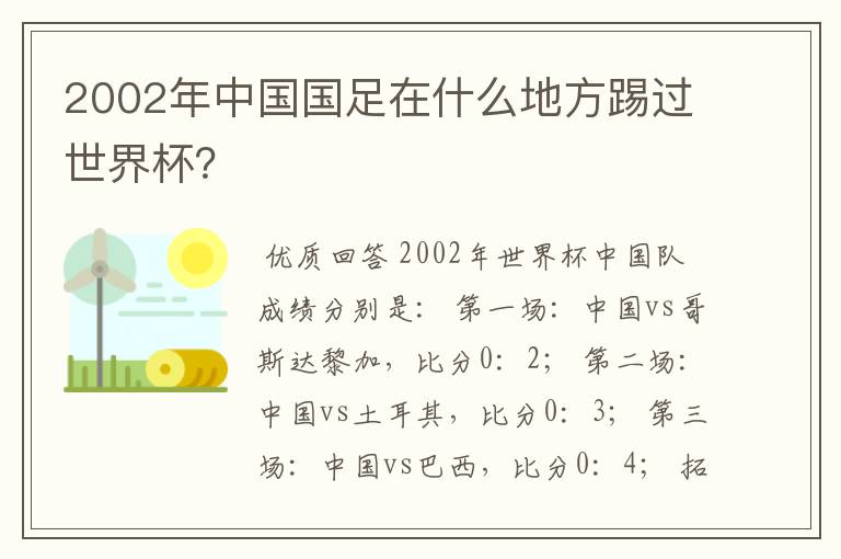 2002年中国国足在什么地方踢过世界杯?