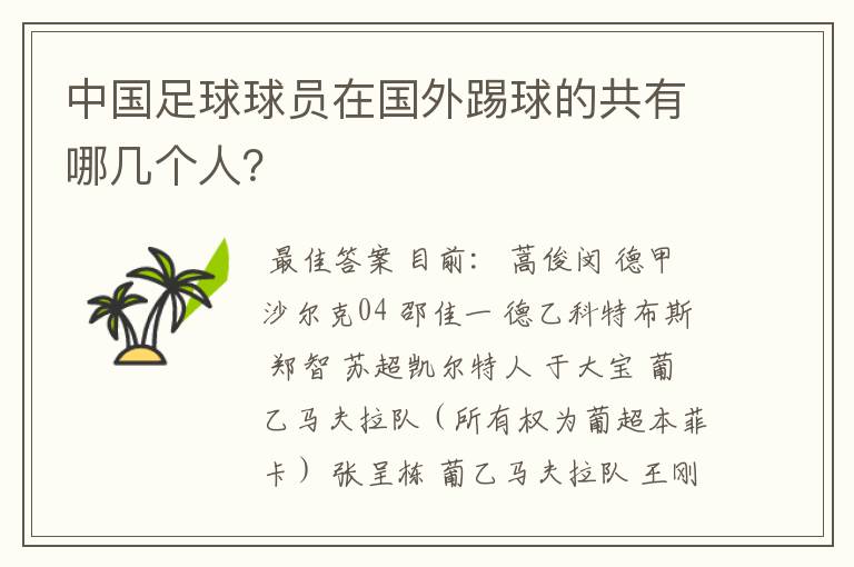 中国足球球员在国外踢球的共有哪几个人?
