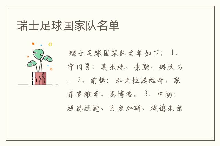 瑞士足球国家队名单
