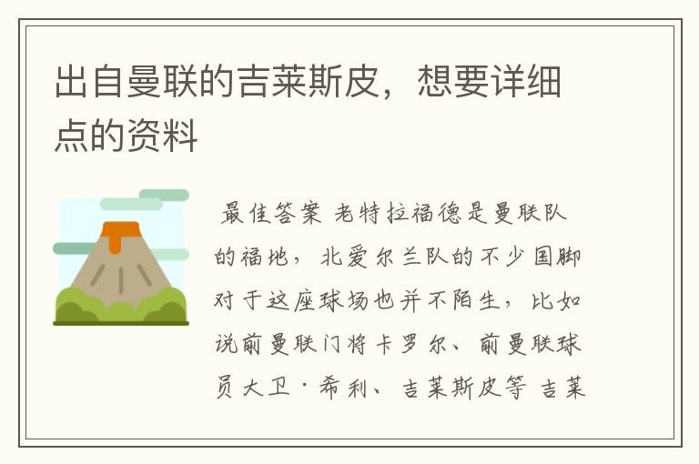 出自曼联的吉莱斯皮,想要详细点的资料