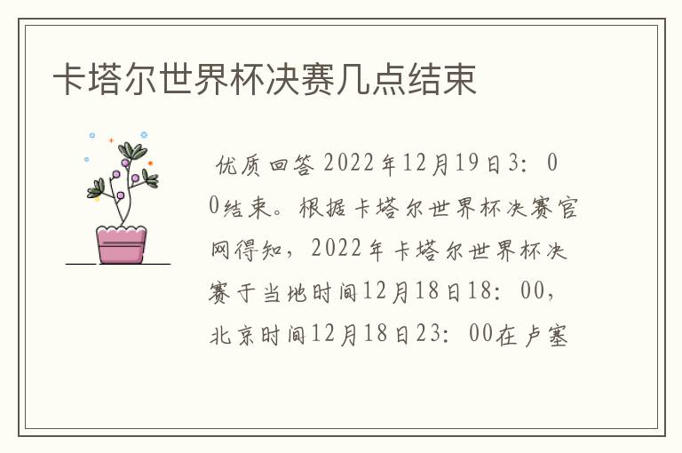 卡塔尔世界杯决赛几点结束