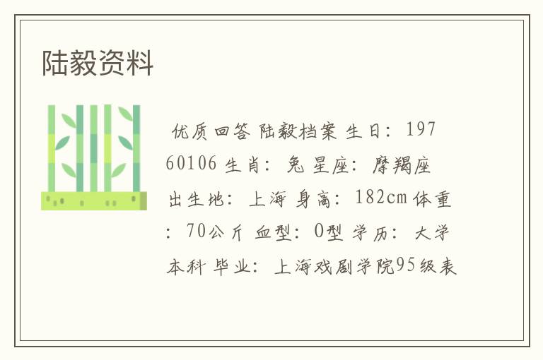 陆毅资料