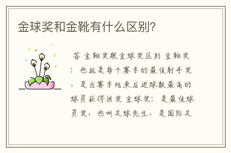 金球奖和金靴有什么区别?