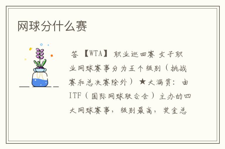 网球分什么赛
