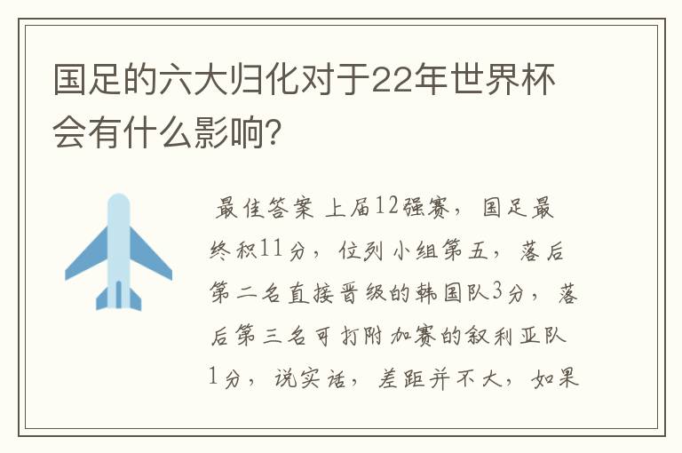 国足的六大归化对于22年世界杯会有什么影响?