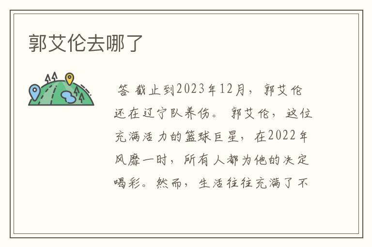 郭艾伦去哪了