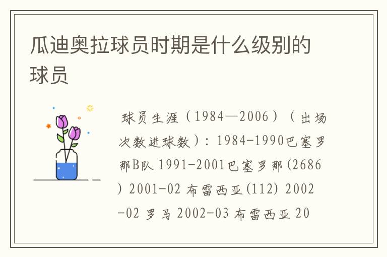 瓜迪奥拉球员时期是什么级别的球员