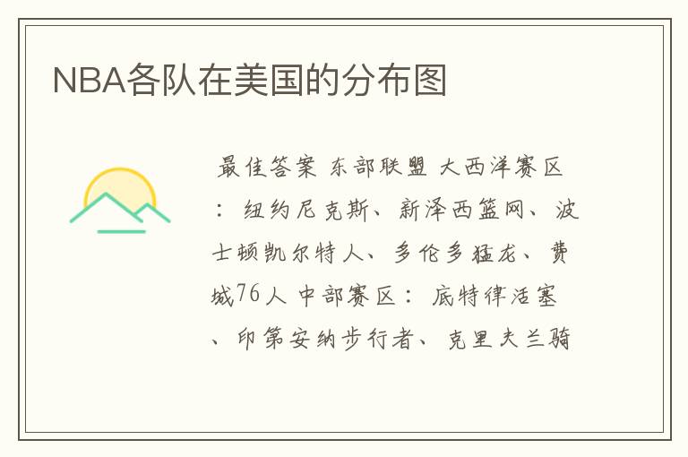 NBA各队在美国的分布图