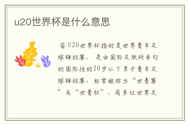 u20世界杯是什么意思