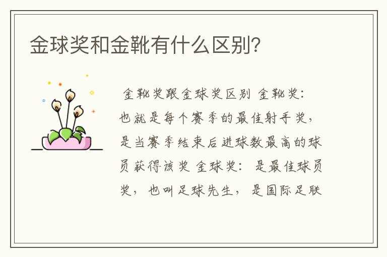 金球奖和金靴有什么区别?