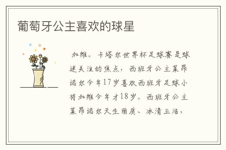 葡萄牙公主喜欢的球星