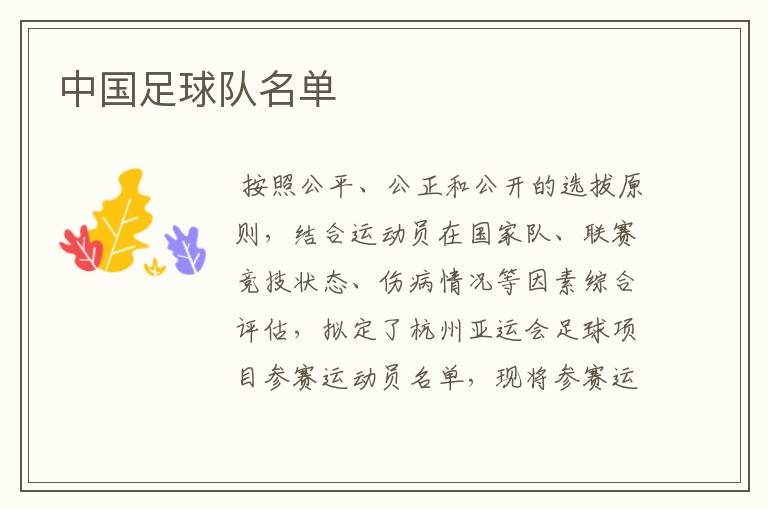 中国足球队名单
