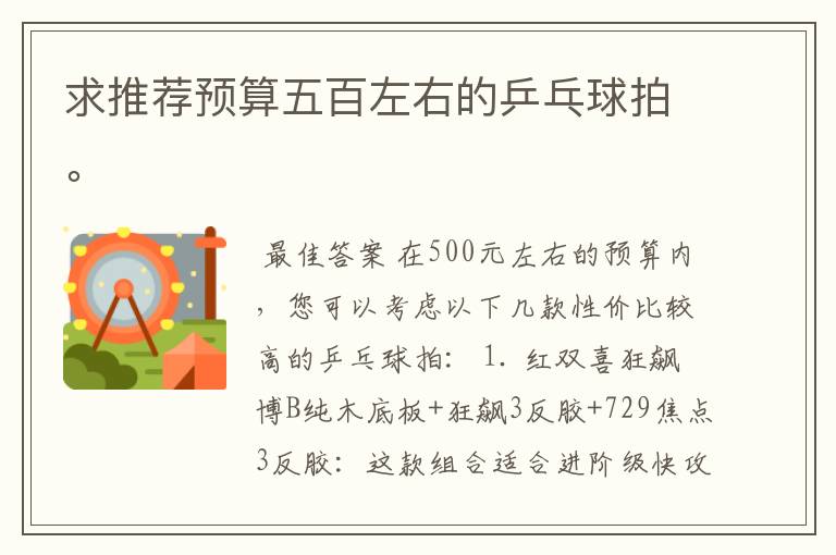 『乒乓球拍推荐性价比高』乒乓球拍