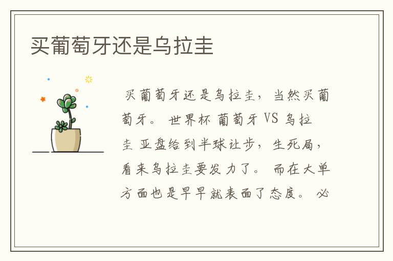 买葡萄牙还是乌拉圭