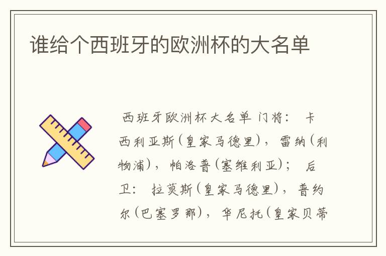 谁给个西班牙的欧洲杯的大名单