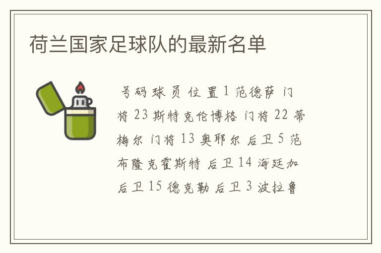 荷兰国家足球队的最新名单