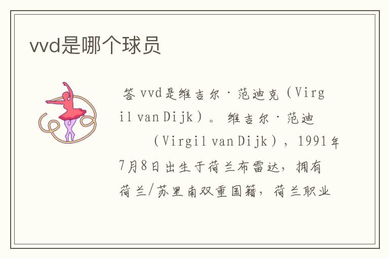 vvd是哪个球员