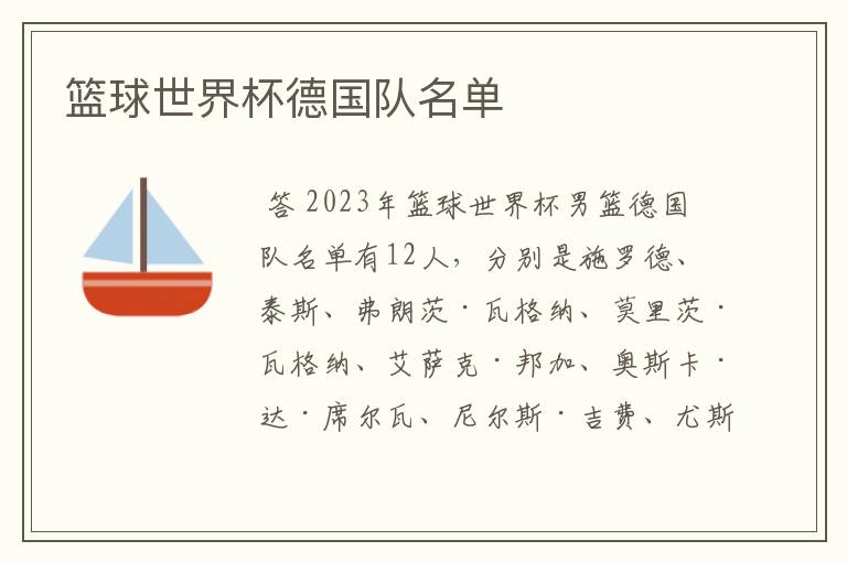 篮球世界杯德国队名单