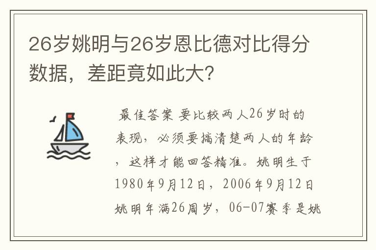 26岁姚明与26岁恩比德对比得分数据,差距竟如此大?