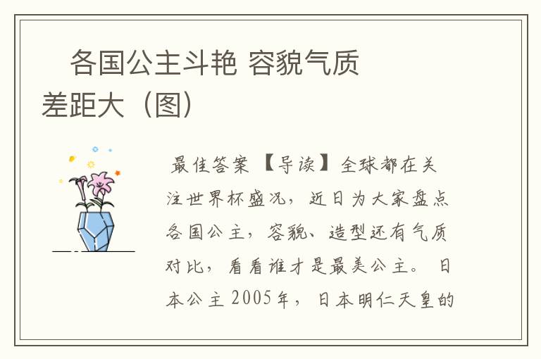 各国公主斗艳 容貌气质差距大(图)