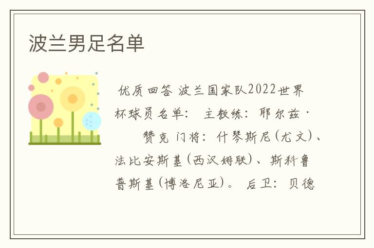 波兰男足名单