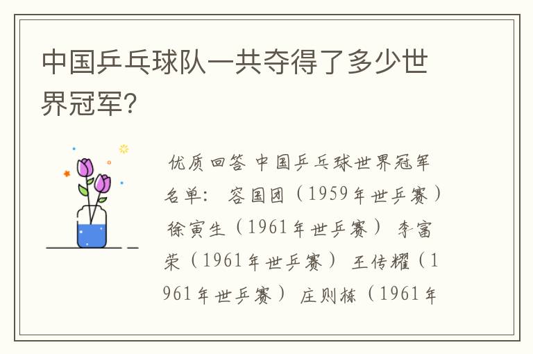 中国乒乓球队一共夺得了多少世界冠军?