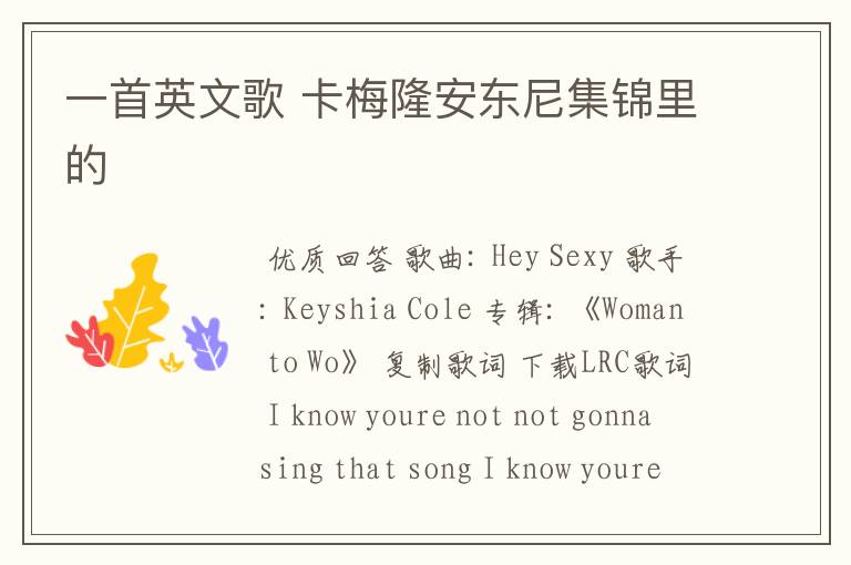 一首英文歌 卡梅隆安东尼集锦里的