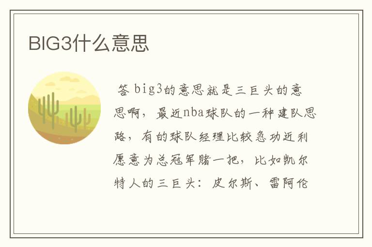 BIG3什么意思