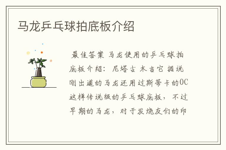 马龙乒乓球拍底板介绍