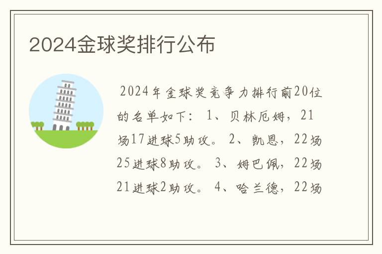2024金球奖排行公布