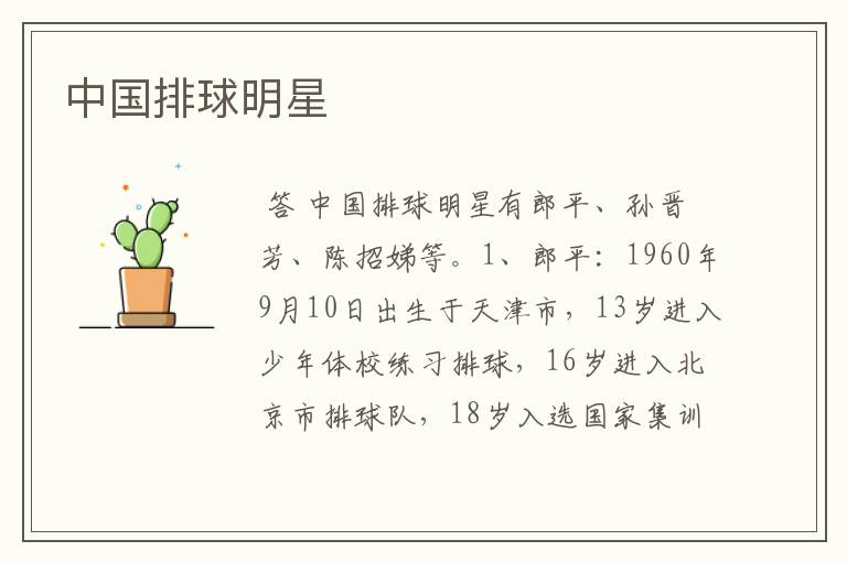 中国排球明星